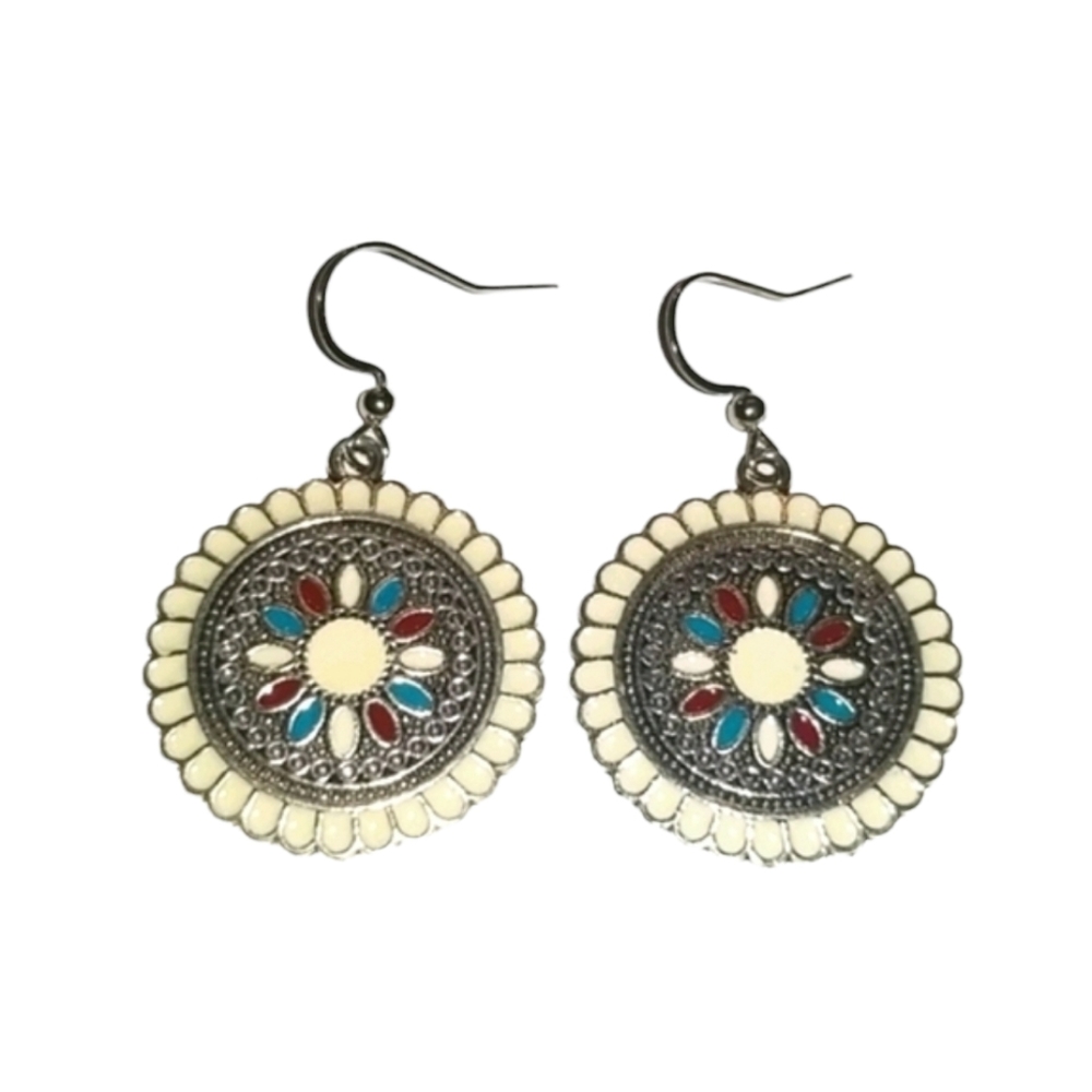 Boho Mandala Earrings (cream)